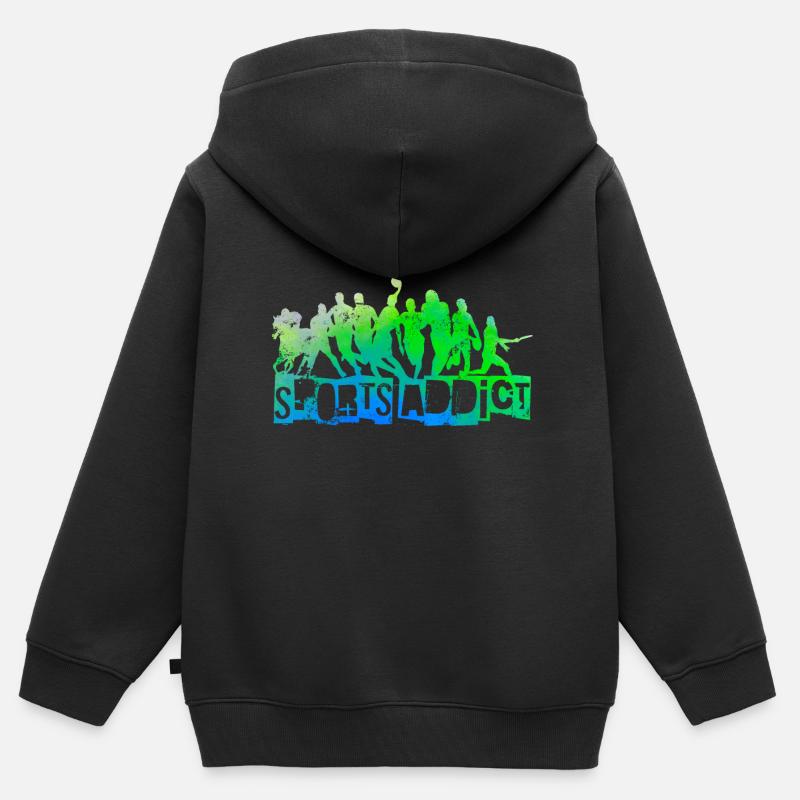 Sport addict - Sweat Premium à capuche zippé enfant bio - noir