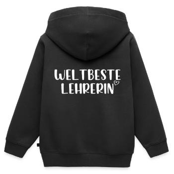 Weltbeste Lehrerin - Kinder Premium Organic Zip Hoodie - Schwarz - Hinten - AI Model Kid Male (0cm)