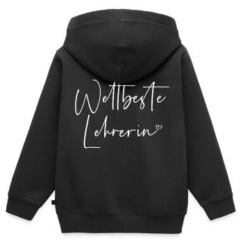 Weltbeste Lehrerin - Kinder Premium Organic Zip Hoodie - Schwarz - Hinten - AI Model Kid Male (0cm)