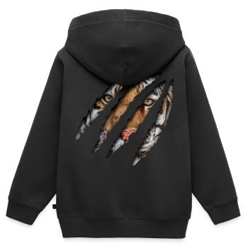 Tiger Kopf Sibirischer Bengalischer Tiger Malaiisc - Kinder Premium Organic Zip Hoodie - Schwarz - Hinten - AI Model Kid Male (0cm)