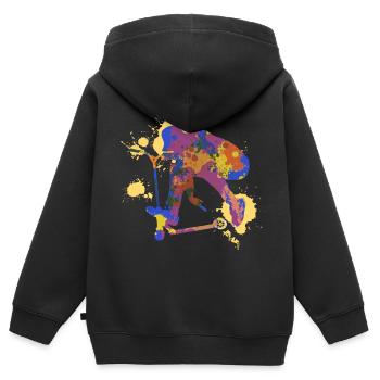 Stunt Scooter - Kinder Premium Organic Zip Hoodie - Schwarz - Hinten - AI Model Kid Male (0cm)