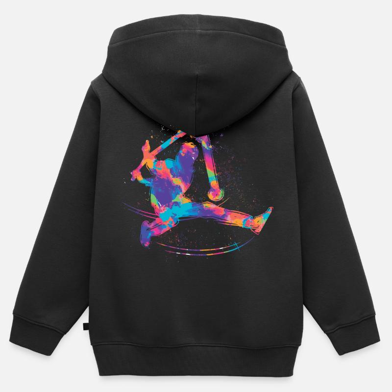 Stunt Scooter - Kinder Premium Organic Zip Hoodie - Schwarz