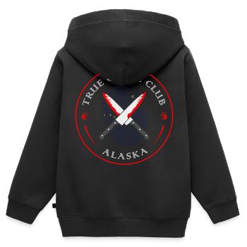True Crime Club Alaska, Murderino Murder Show - Kinder Premium Organic Zip Hoodie - Schwarz - Hinten - AI Model Kid Male (0cm)