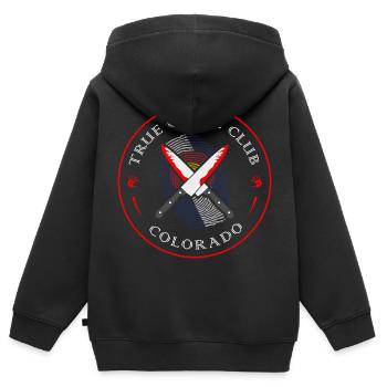 True Crime Club Colorado, Murderino Murder Show - Kinder Premium Organic Zip Hoodie - Schwarz - Hinten - AI Model Kid Male (0cm)