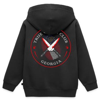 True Crime Club Georgia, Murderino Murder Show - Kinder Premium Organic Zip Hoodie - Schwarz - Hinten - AI Model Kid Male (0cm)