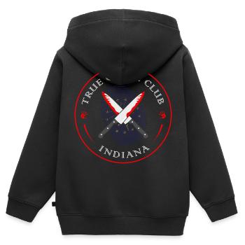 True Crime Club Indiana, Murderino Murder Show - Kinder Premium Organic Zip Hoodie - Schwarz - Hinten - AI Model Kid Male (0cm)