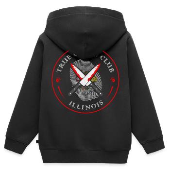 True Crime Club Illinois, Murderino Murder Show - Kinder Premium Organic Zip Hoodie - Schwarz - Hinten - AI Model Kid Male (0cm)