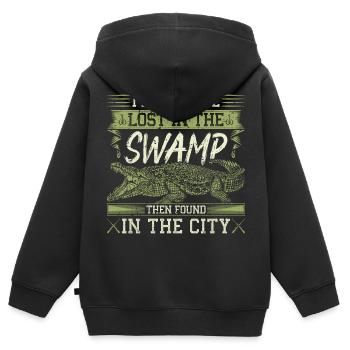 Alligator Hunter, Rather Be Lost In Swamp, Gator - Kids Premium Organic Zip-up Hoodie - black - Back - AI Model Kid Male (0cm)