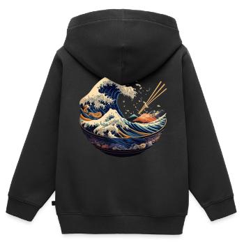 Große Kanagawa japanische Ramen - Kinder Premium Organic Zip Hoodie - Schwarz - Hinten - AI Model Kid Male (0cm)