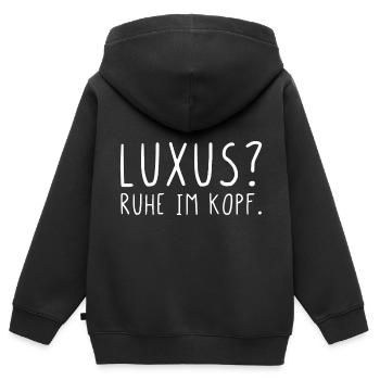 Luxus Ruhe im Kopf - Kinder Premium Organic Zip Hoodie - Schwarz - Hinten - AI Model Kid Male (0cm)
