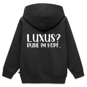 Luxus Ruhe im Kopf - Kinder Premium Organic Zip Hoodie - Schwarz - Hinten - AI Model Kid Male (0cm)