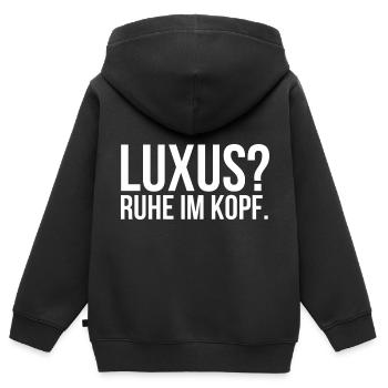 Luxus Ruhe im Kopf - Kinder Premium Organic Zip Hoodie - Schwarz - Hinten - AI Model Kid Male (0cm)