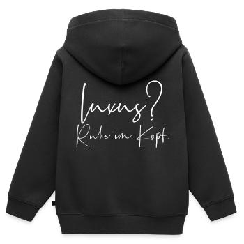 Luxus Ruhe im Kopf - Kinder Premium Organic Zip Hoodie - Schwarz - Hinten - AI Model Kid Male (0cm)