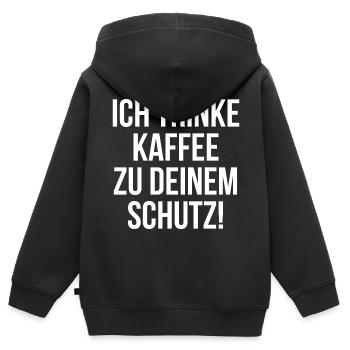 Ich trinke Kaffee zu deinem Schutz - Kinder Premium Organic Zip Hoodie - Schwarz - Hinten - AI Model Kid Male (0cm)