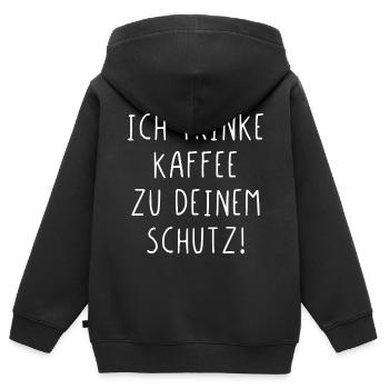 Ich trinke Kaffee zu deinem Schutz - Kinder Premium Organic Zip Hoodie - Schwarz - Hinten - AI Model Kid Male (0cm)
