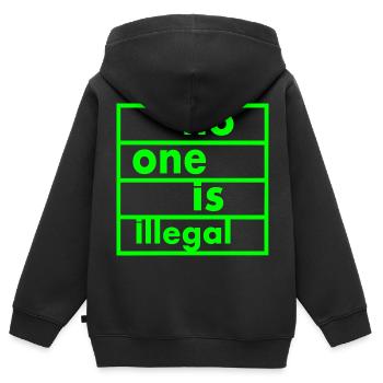 No one is illegal - Sweat Premium à capuche zippé enfant bio - noir - Dos - AI Model Kid Male (0cm)