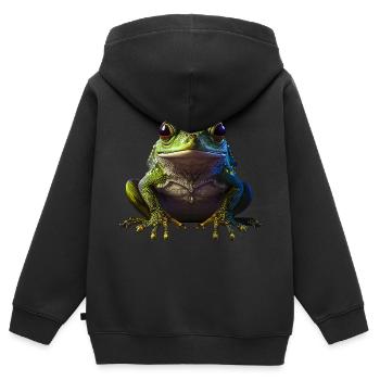 Frog Prince - Kids Premium Organic Zip-up Hoodie - black - Back - AI Model Kid Male (0cm)
