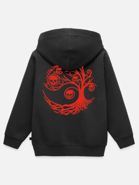 Roter Baum mit Totenköpfen - Kinder Premium Organic Zip Hoodie - Schwarz
