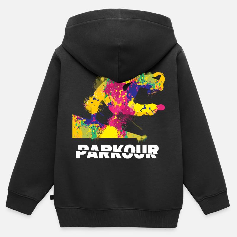 parkour - Sweat Premium à capuche zippé enfant bio - noir