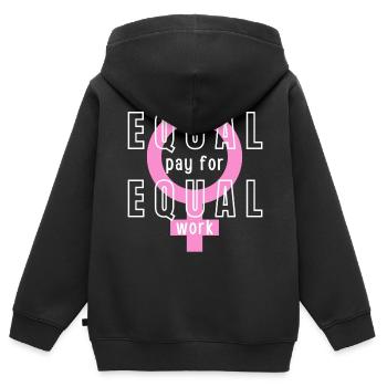 Gleicher Lohn für gleiche Arbeit Feministin - Kinder Premium Organic Zip Hoodie - Schwarz - Hinten - AI Model Kid Male (0cm)