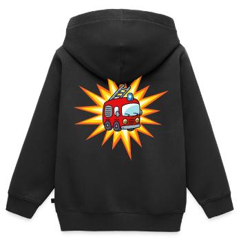 Feuerwehrauto - Kinder Premium Organic Zip Hoodie - Schwarz - Hinten - AI Model Kid Male (0cm)