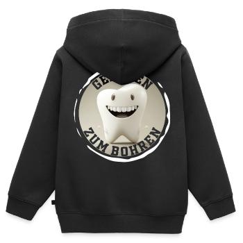 Geboren zum Bohren - Zahnarzt Zahn Backenzahn - Kinder Premium Organic Zip Hoodie - Schwarz - Hinten - AI Model Kid Male (0cm)