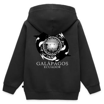 Orca Killerwale Galápagos Ecuador - Kinder Premium Organic Zip Hoodie - Schwarz - Hinten - AI Model Kid Male (0cm)