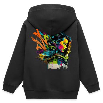 Urban Art im Graffiti-Stil - Kinder Premium Organic Zip Hoodie - Schwarz - Hinten - AI Model Kid Male (0cm)