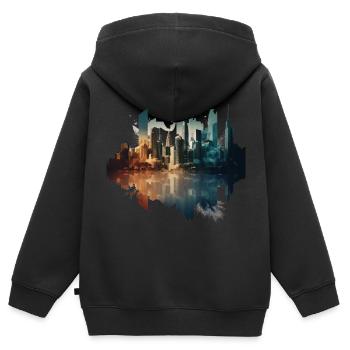 Stadt in einer künstlerischen - Kinder Premium Organic Zip Hoodie - Schwarz - Hinten - AI Model Kid Male (0cm)