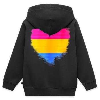 pansexual,heart,LGBT,flag,graphic - Kids Premium Organic Zip-up Hoodie - black - Back - AI Model Kid Male (0cm)