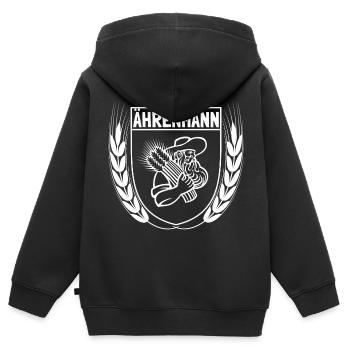 Ährenmann - Bauer - Landwirt - Lohner - Kinder Premium Organic Zip Hoodie - Schwarz - Hinten - AI Model Kid Male (0cm)