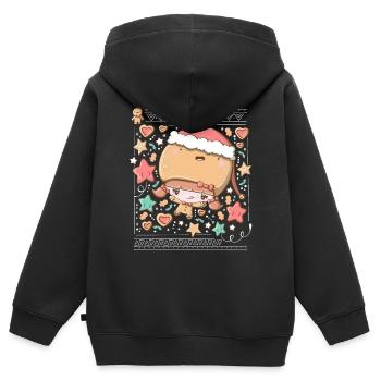 Festive Gingerbread bubble head cutie - Kids Premium Organic Zip-up Hoodie - black - Back - AI Model Kid Male (0cm)