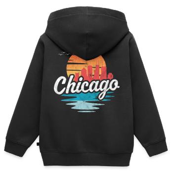 Chicago - Sweat Premium à capuche zippé enfant bio - noir - Dos - AI Model Kid Male (0cm)