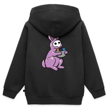 Lapin gothique Lapin gothique Gothique Pâques Emo Goth - Sweat Premium à capuche zippé enfant bio - noir - Dos - AI Model Kid Male (0cm)