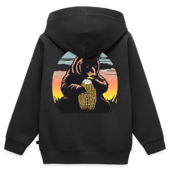 Épi de maïs au coucher du soleil - Sweat Premium à capuche zippé enfant bio - noir - Dos - AI Model Kid Male (0cm)