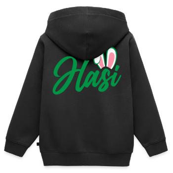 Hasi - süße Häschenohren | Farben änderbar - Kinder Premium Organic Zip Hoodie - Schwarz - Hinten - AI Model Kid Male (0cm)