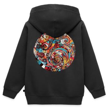 Retro Design - Kinder Premium Organic Zip Hoodie - Schwarz - Hinten - AI Model Kid Male (0cm)