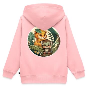Wild babies - Sweat Premium à capuche zippé enfant bio - rose - Dos - AI Model Kid Female (0cm)