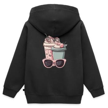 Tasse à café Lunettes de soleil Garniture - Sweat Premium à capuche zippé enfant bio - noir - Dos - AI Model Kid Male (0cm)