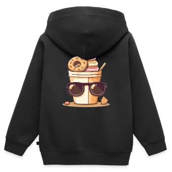 Tasse à café Lunettes de soleil Garniture - Sweat Premium à capuche zippé enfant bio - noir - Dos - AI Model Kid Male (0cm)