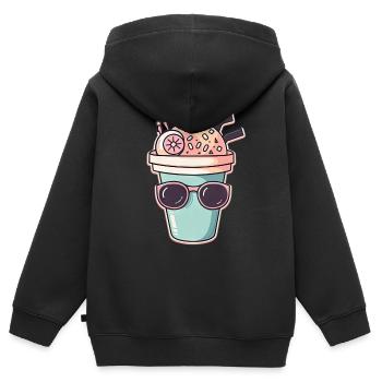 Tasse à café Lunettes de soleil Garniture - Sweat Premium à capuche zippé enfant bio - noir - Dos - AI Model Kid Male (0cm)