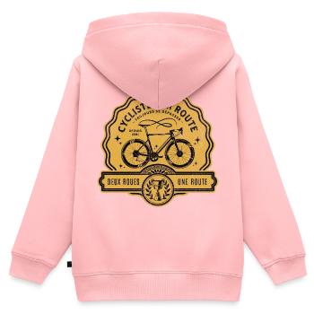 CYCLISTE SUR ROUTE - Sweat Premium à capuche zippé enfant bio - rose - Dos - AI Model Kid Female (0cm)