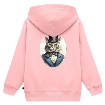 Katze im 1800 Jahre Stil Gekleidet Nobel Barock - Kinder Premium Organic Zip Hoodie - Rosa - Hinten - AI Model Kid Female (0cm)