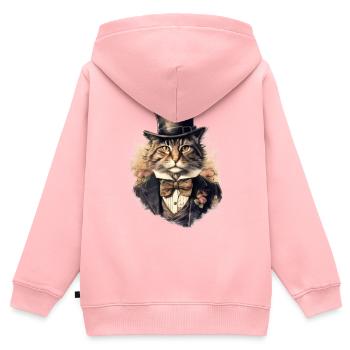 Katze im 1800 Jahre Stil Gekleidet Nobel Barock - Kinder Premium Organic Zip Hoodie - Rosa - Hinten - AI Model Kid Female (0cm)