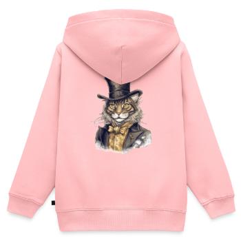 Katze im 1800 Jahre Stil Gekleidet Nobel Barock - Kinder Premium Organic Zip Hoodie - Rosa - Hinten - AI Model Kid Female (0cm)