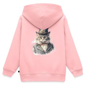 Katze im 1800 Jahre Stil Gekleidet Nobel Barock - Kinder Premium Organic Zip Hoodie - Rosa - Hinten - AI Model Kid Female (0cm)