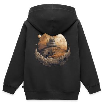 Vie futuriste sur les planètes - Sweat Premium à capuche zippé enfant bio - noir - Dos - AI Model Kid Male (0cm)