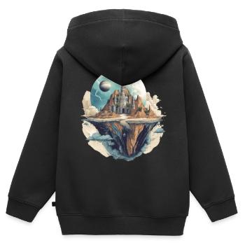 Vie futuriste sur les planètes - Sweat Premium à capuche zippé enfant bio - noir - Dos - AI Model Kid Male (0cm)