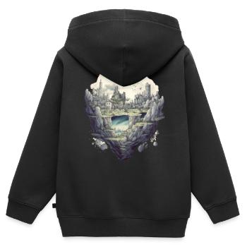 Futuristisch Leben auf Planeten - Kinder Premium Organic Zip Hoodie - Schwarz - Hinten - AI Model Kid Male (0cm)