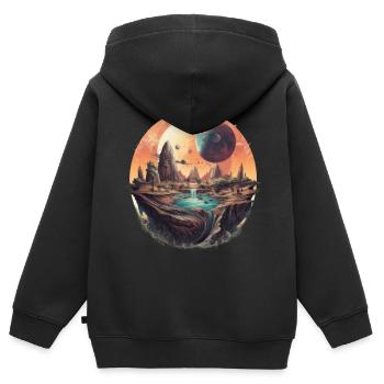 Futuristisch Leben auf Planeten - Kinder Premium Organic Zip Hoodie - Schwarz - Hinten - AI Model Kid Male (0cm)